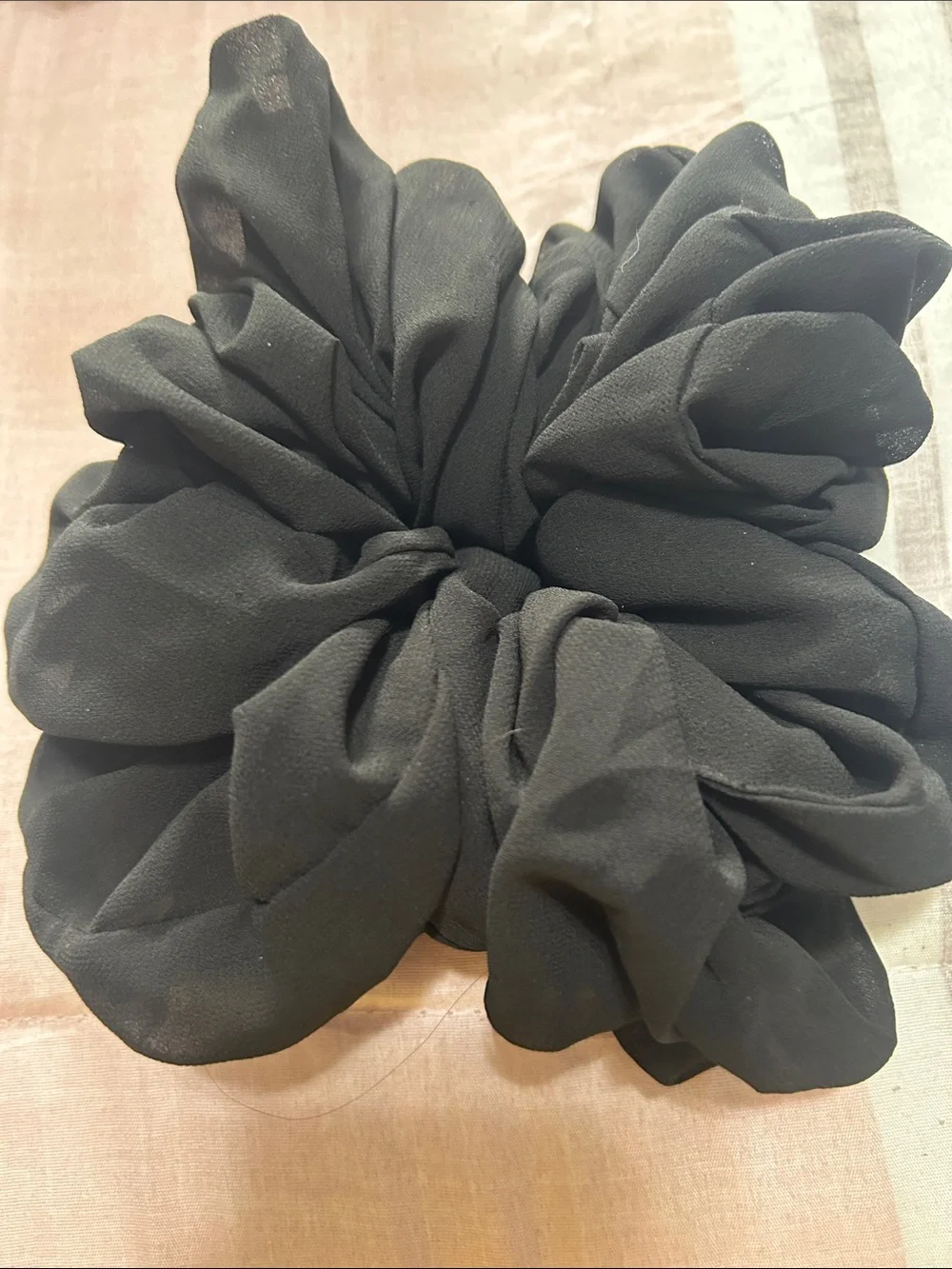 Set of 3 Women’s Hair Scrunchies - Black, Beige, Pink Tie-Dye